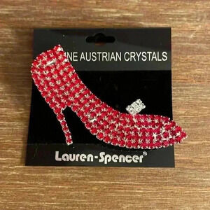 Lauren-Spencer Red Shoe Crystal Brooch NEW